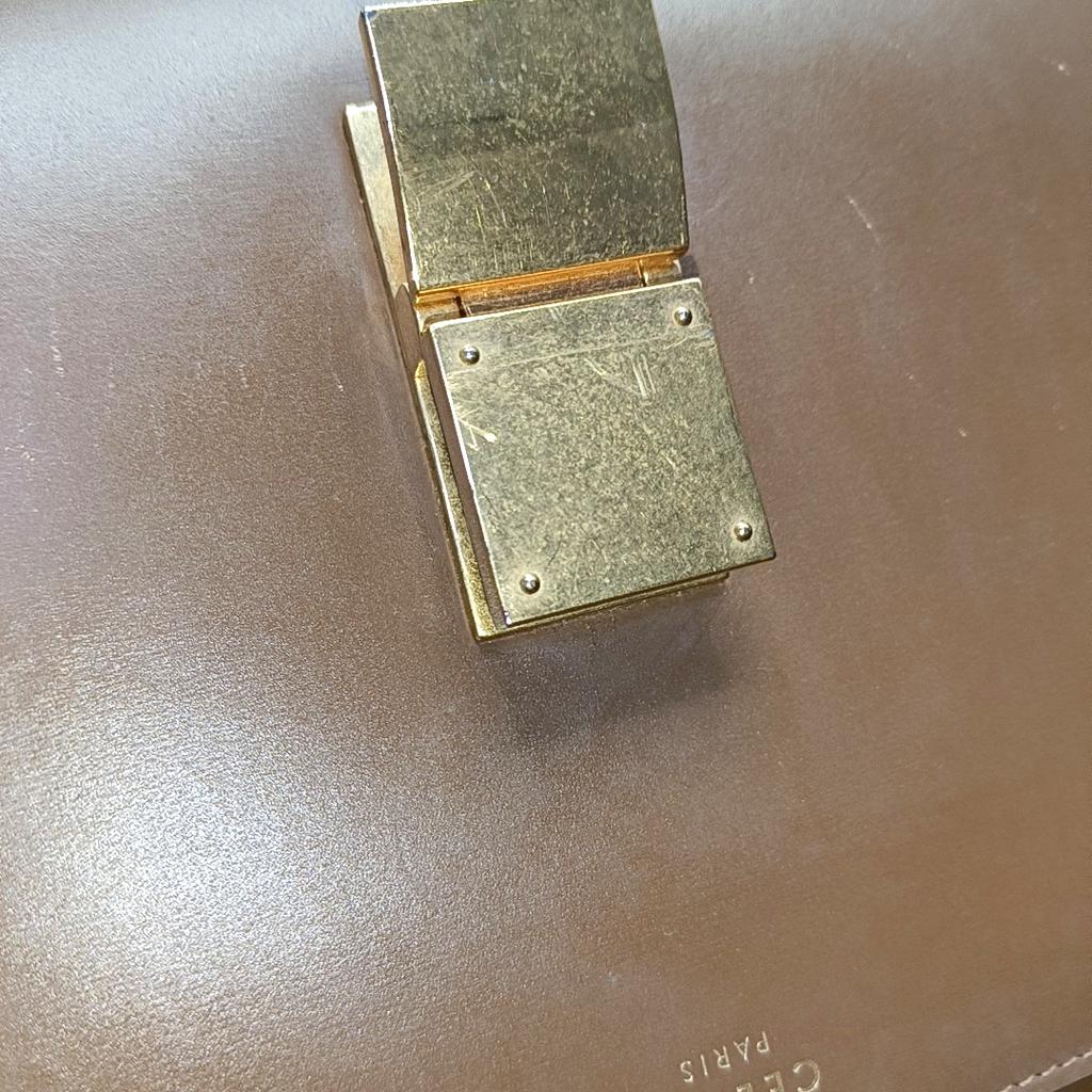 [Brugt] Klassisk Boks Guld Spænde Poleret Kalveskind Tofu Firkantet Crossbody Skuldertaske Mellem - Rimelig #1PD4JS8