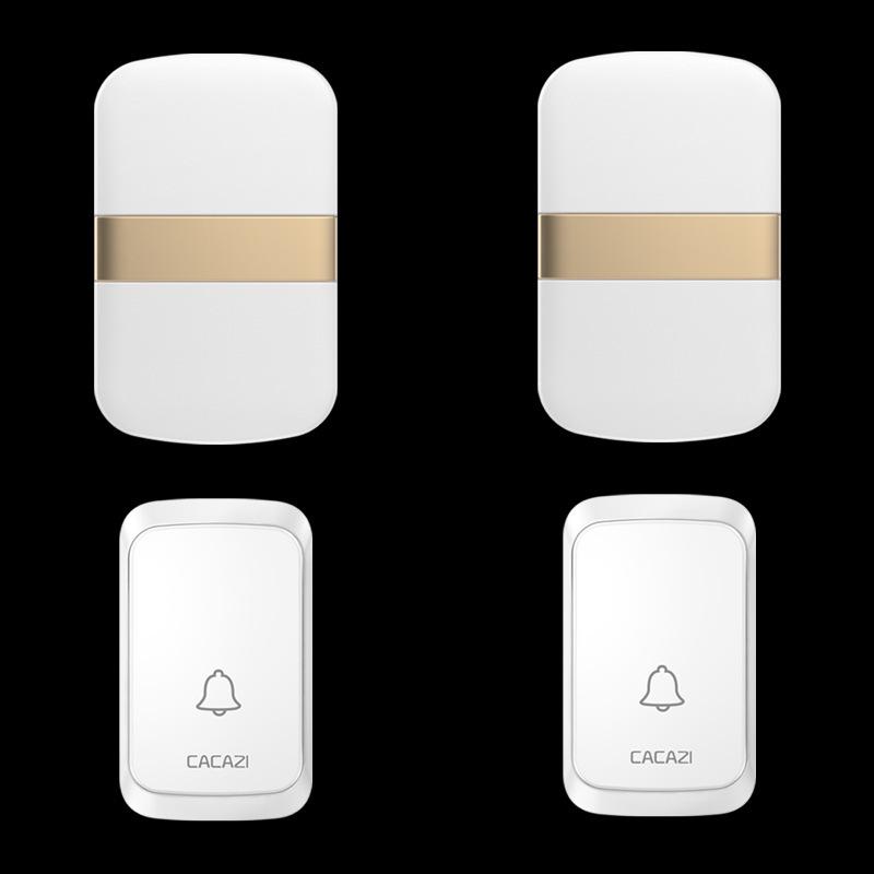 Wireless Waterproof Doorbell with Two Receivers, Battery-Free, Long-Range for Elderly