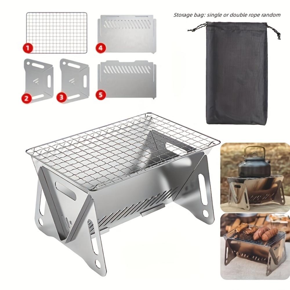 Experience the Ultimate Outdoor Grilling with Our Foldable Stainless Steel BBQ Grill - Perfect for Camping and Backpacking!