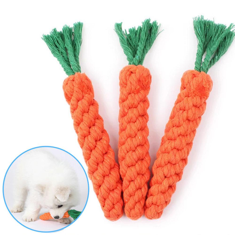 1Pcs Carrot Dog Bite Rope Pet Dog Hoys Safe Durable Braided Bite Dog Chew Toys Resistant Puppy Molar Cleaning Teeth Cotton Rope