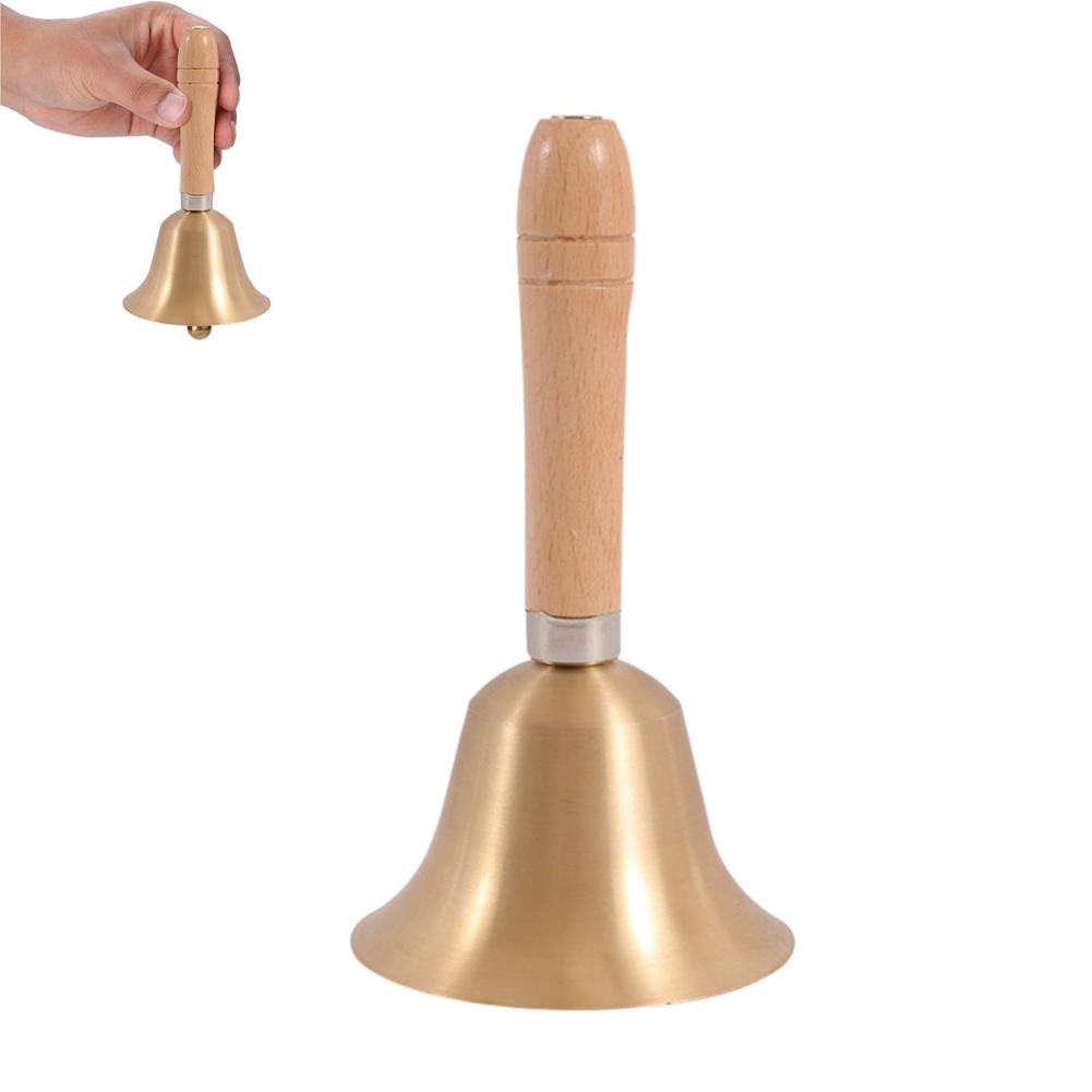 Wooden Handle Hand Bell 8cm Diameter Bell Bell Hand Hand Small Copper Handle Class Bell Cranked G4W8
