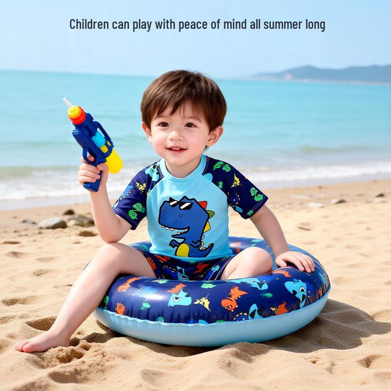 Boys' Cartoon Dinosaur Rash Guard Swimsuit Set