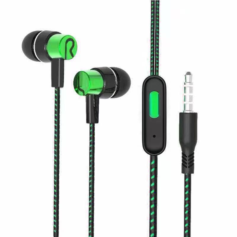 

Проводные спортивные наушники-вкладыши 3,5 мм с мощными басами для игр wheat зелёный