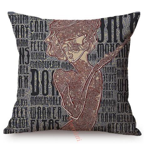 Surreal Abstract Woman Vintage Poster Throw Pillow Case Lady Portrait Sofa Chair Decoration Square Cushion Cover