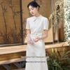 Xiangying New Chinese Style Satin Modified Cheongsam Dress