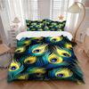 3Pcs Peacock Feather Pattern Printed Bedding Set, Breathable And Soft,(Includes 1 Duvet Cover And 2 Pillowcases, Quilt Not Included) Yy250815164