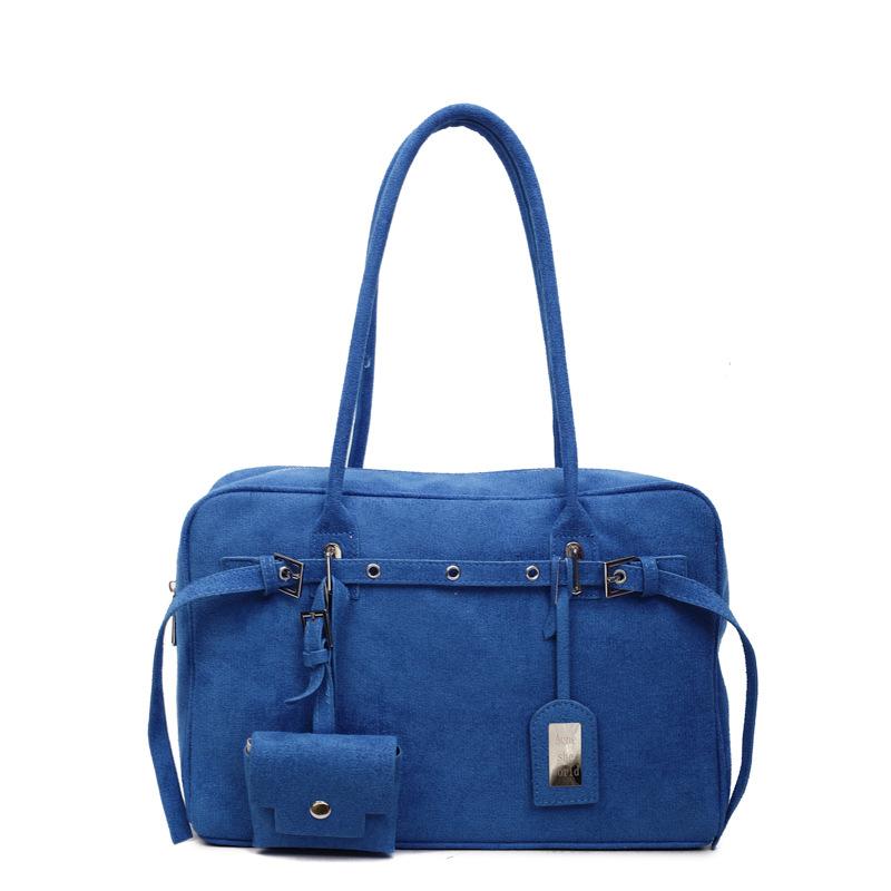 

Осенняя замшевая сумка женская 2025 новая большая вместительная сумка-шоппер для поездок на работу, на плечо, подмышку, портфель, сумка-тоут синий