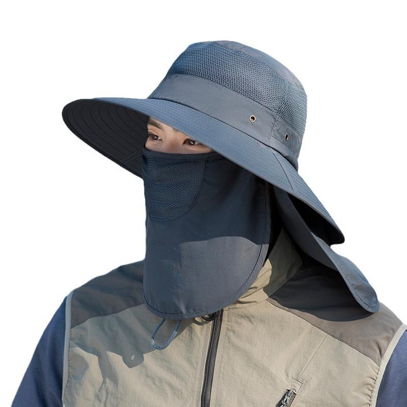 Outdoor quick-dry fisherman hat for men, summer multifunctional face mask, neck protector, all-in-one sun protection hat for hiking and climbing