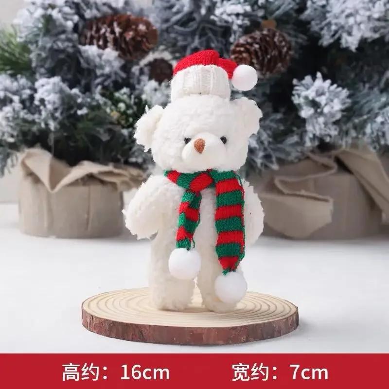Christmas Teddy Bear Figurine Cute Scarf Plush Little Bear Gifts Home Decoration Ornament Bag Keychain Christmas Tree Pendants