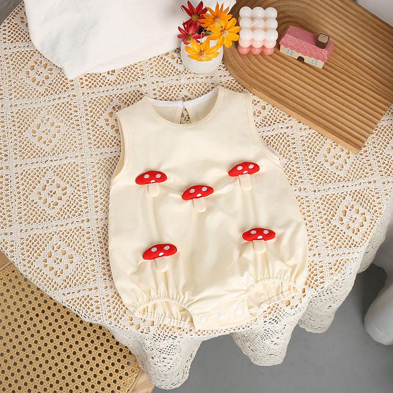 Baby Summer Clothes 0-2 Y Infant Girls Cute Cartoon Sleeveless Bodysuit Newborn Jumpsuit Toddler Outwear