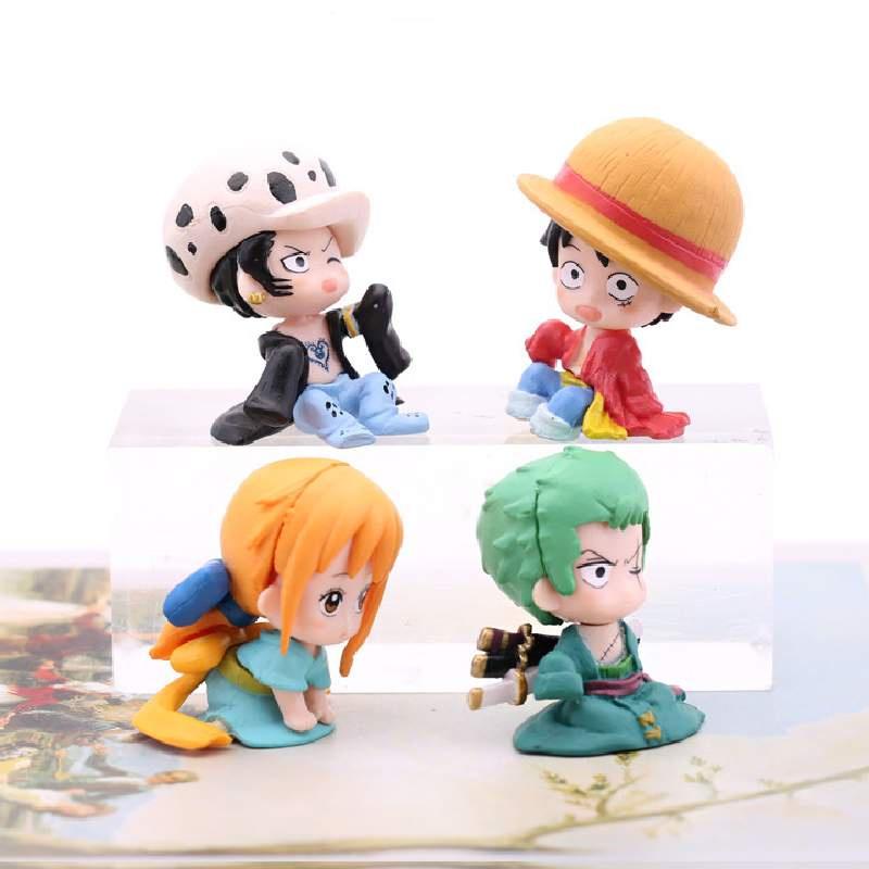 One Piece Action Figure Set With Luffy, Zoro, Nami, And Law Cute And Collectible Anime Toys