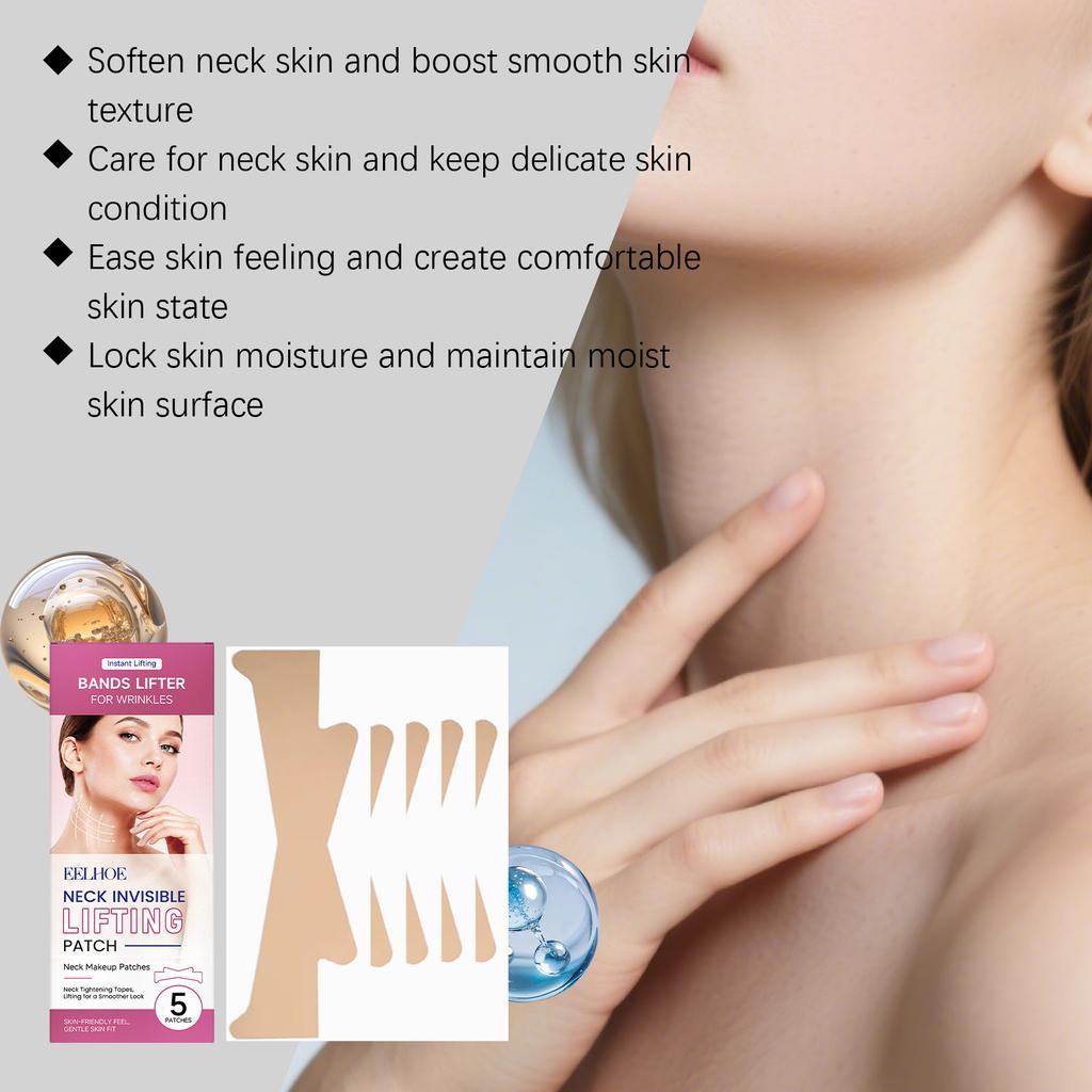 EELHOE Invisible Neck Patches for Neck Care Gentle On Skin All Skin Types Daily Portable Moisturizing Wrinkle Reduction 5pcs