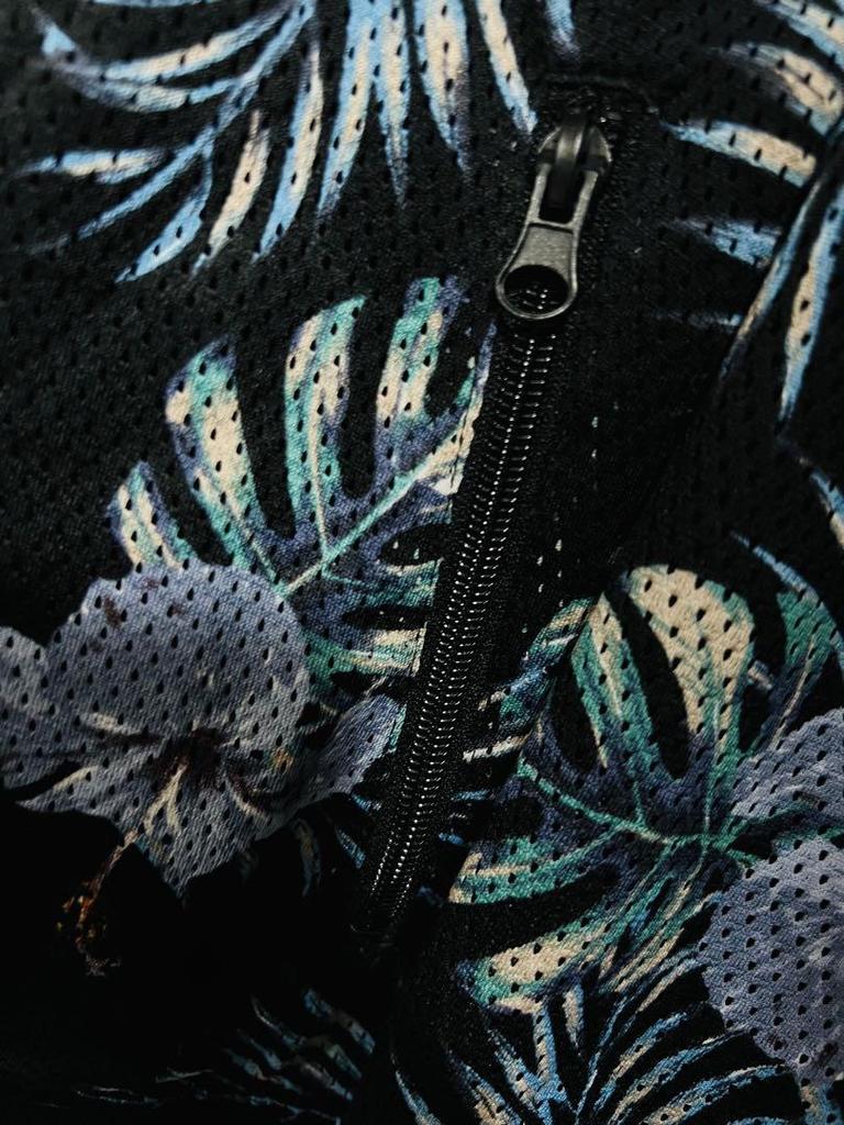 [USED] Limited Edition ZARA Sukajan Mesh Jacket In Blue Flower/Botanical Pattern, Size L