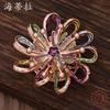 New Color Painting Oil Other Side Flower Magnetic Brooch, Geometric Hollow Women's Banquet Advanced Brooch