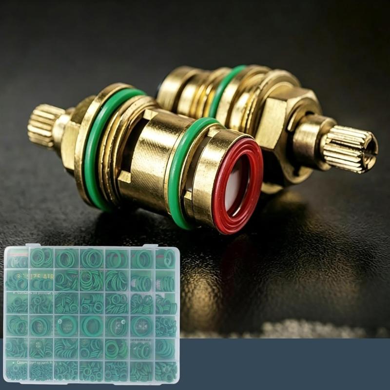 595 Piece Air Conditioning O Gasket Kit, 36 Size Green Rubber O Gasket Set with Size References In Storage Case for Repair Use and Maintenance