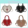 Trendy Heart-shaped Handbag For Women Street Style Versatile Fashion Pu Bag
