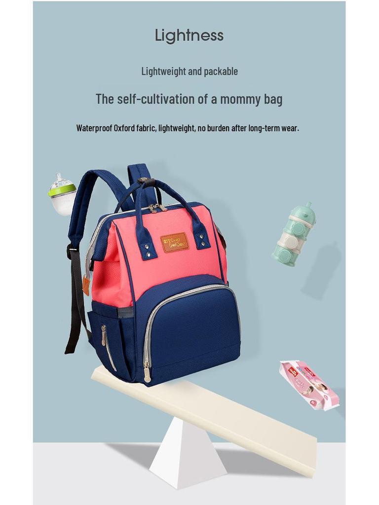 2025 Korean Style Mommy Backpack: Multifunctional Fashion Canvas Color Block Bag with Baby Bottle Holder