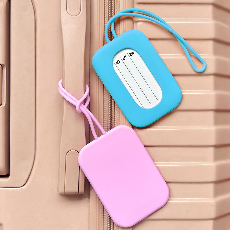 Universal Silicone Luggage Tag Soft Anti-Lost Boarding Pass Tag With Lanyard Suitcase Identifier Tag Travel Baggage Label