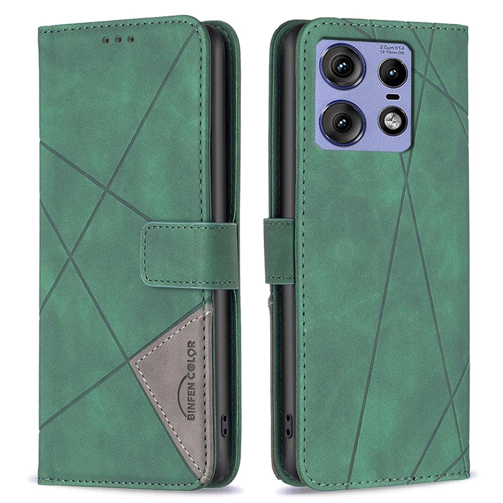BINFEN COLOR For Motorola Edge 50 Pro 5G Phone Cases Wallet Stand Geometry Imprinted Leather Cover