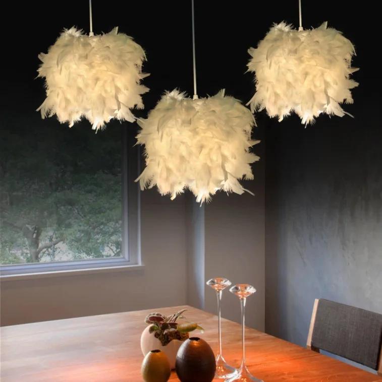 Pendant Lights E27 Feather Romantic Pendant Lamp For Living Room Lighting HangLamp Goose Feather Suspension Luminaire ZM1109