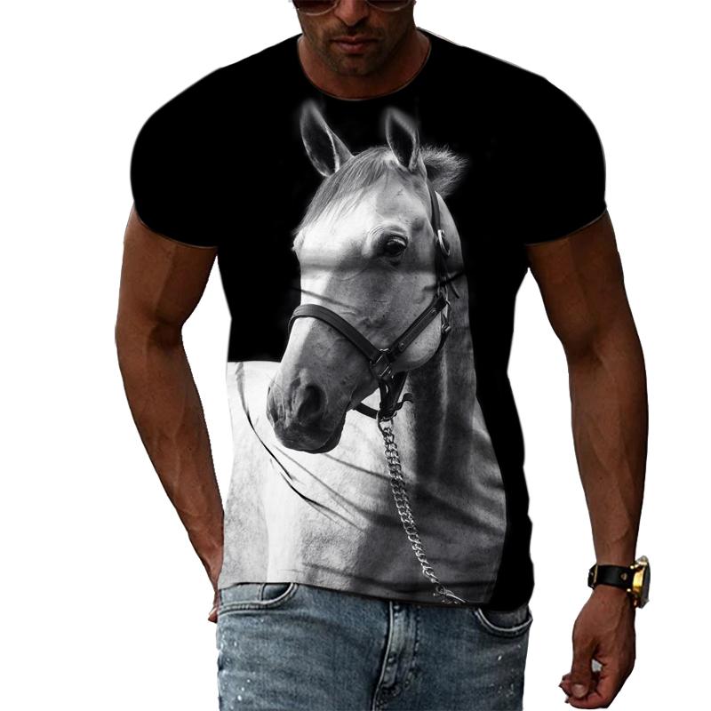 Summer Trendly Men Taste Cool Style Horse Graphic T Shirts Fashion Casual Personality Hip Hop Harajuku Print Streetwear T-shirt