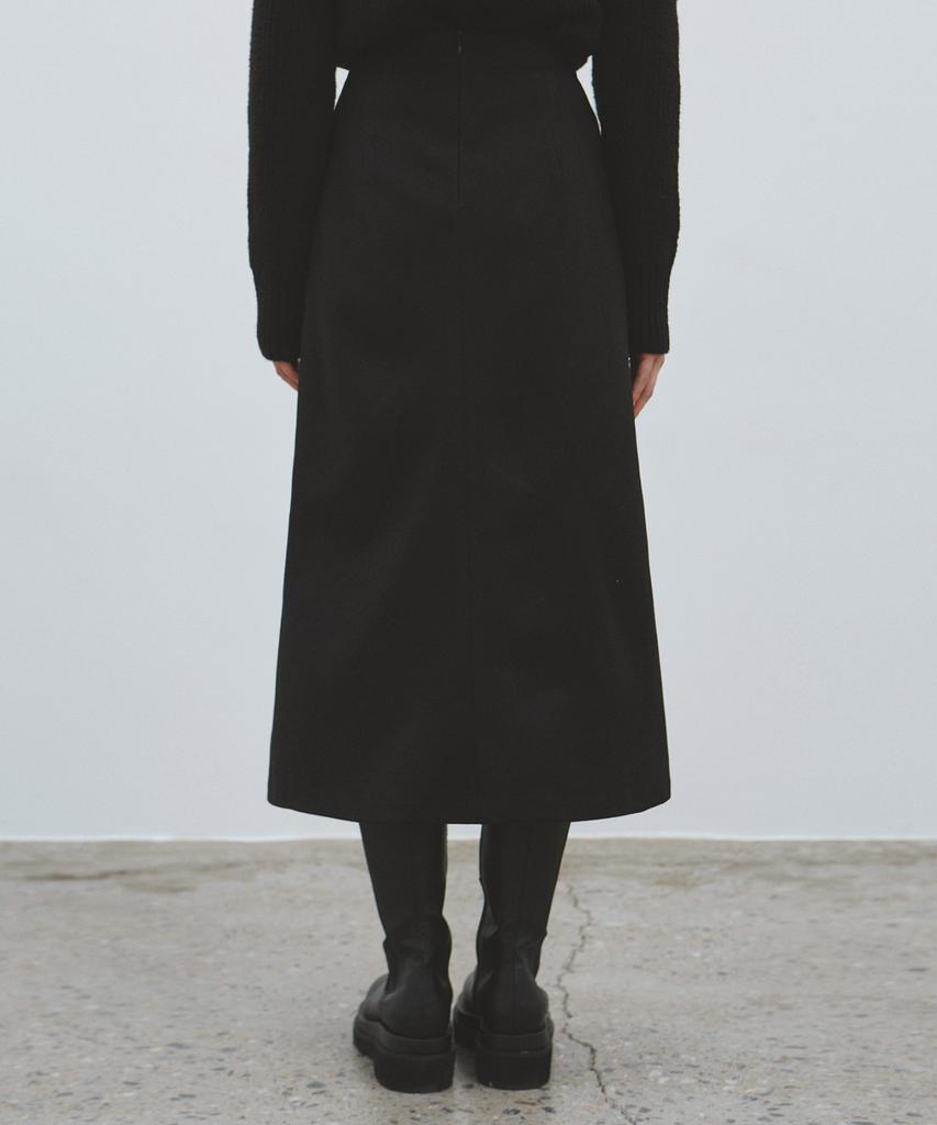 Nigaennikol Slit H Long Skirt_Black