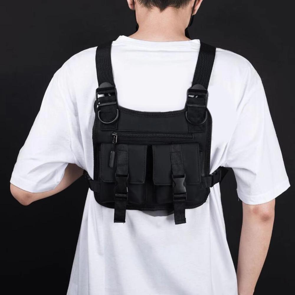 Unisex Chest Bag Multi-pockets Hip Hop Streetwear Lightweight Running Vest Backpacks  Phone Storage
