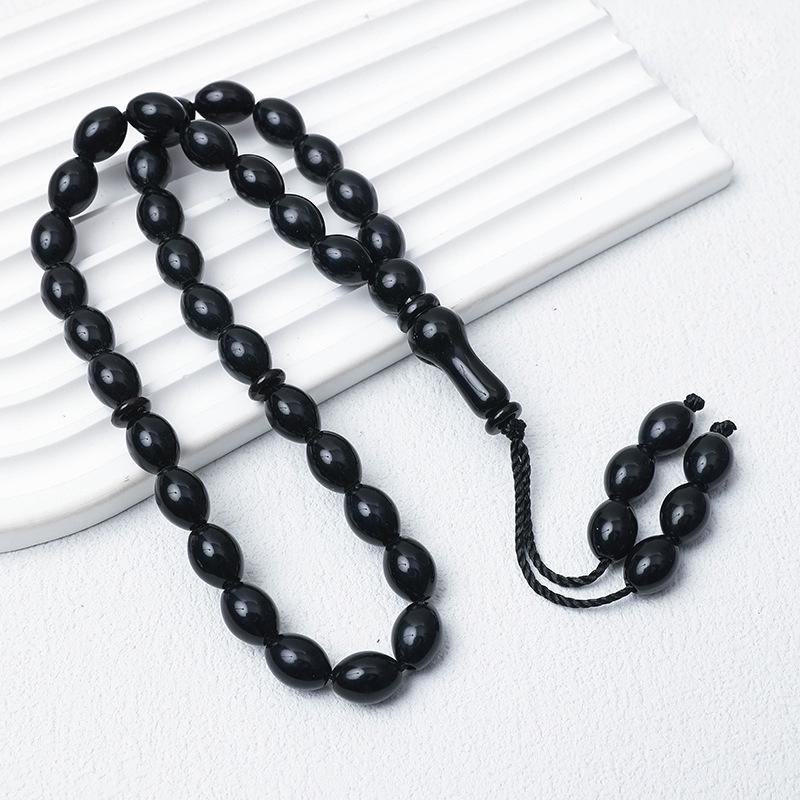 Islamic 33-Bead Tasbih Prayer Rosary, 9x12 mm Beads, Middle Eastern Hui Hand String