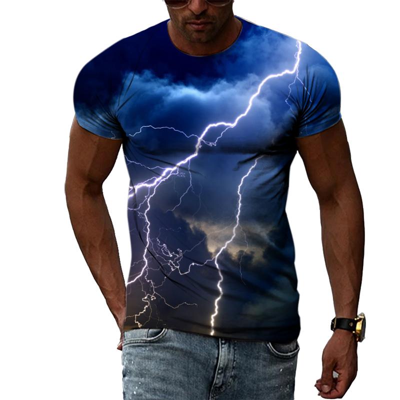 Nowa moda 3D fajna błyskawica męska koszulka letnia dorywczo ciekawy wzór t-shirty z nadrukiem osobowość Trend koszulka Harajuku