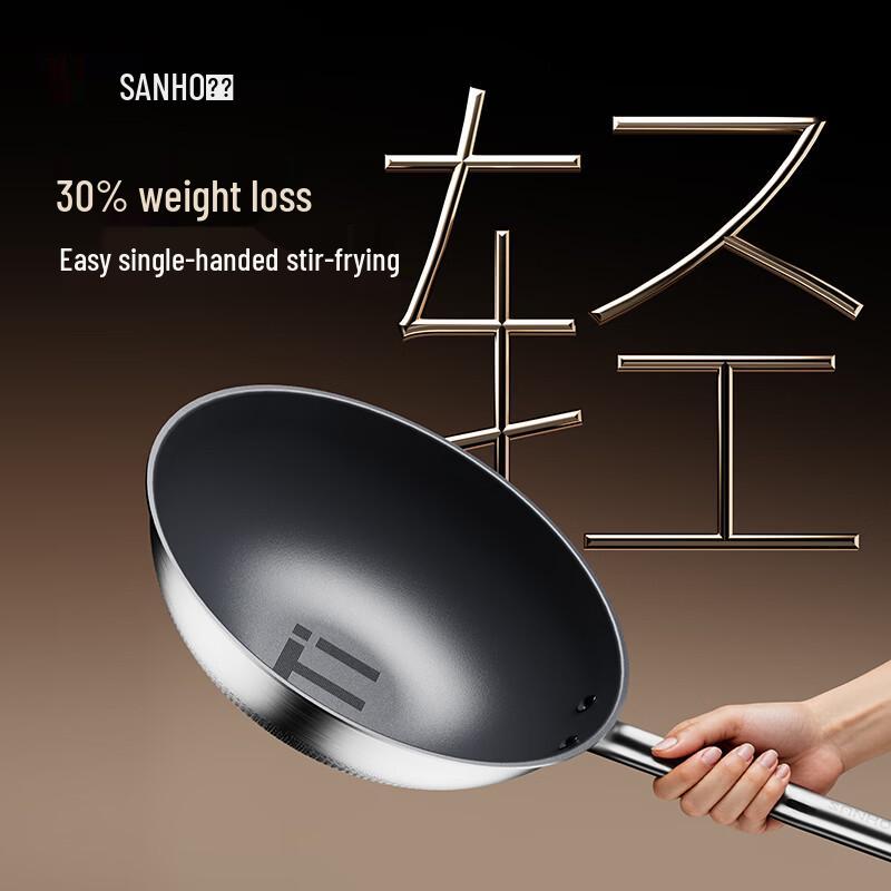 Sanhe 24cm Pure Titanium Flat-Bottom Wok