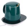 Constant Temperature Cup with Mug Warmer Thermostatic Coaster Mug and Warmer Pad CN (Green(Cup Lid