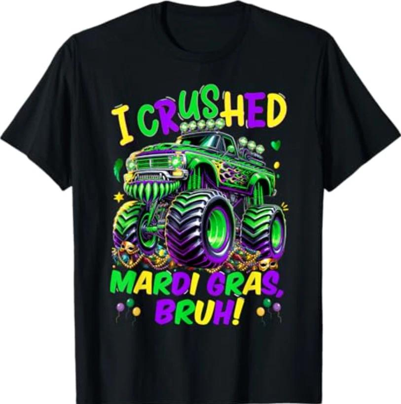 

I Crushed Mardi Gras Bruh Monster Truck Mardi Gras for Boys T-Shirt M