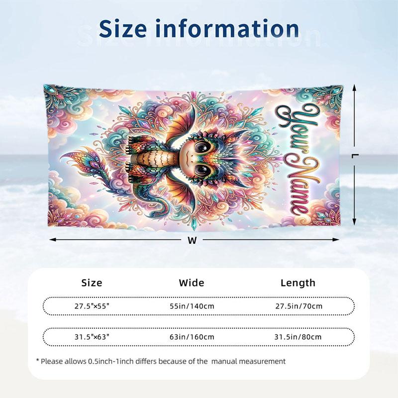 Dragon Phoenix Theme Beach Towel Personalized Custom Name & Text Soft Quick Dry Beach Towel for Swimming Travel