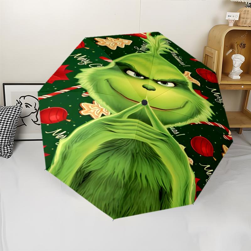Weihnachten Jack & Der Grinch Druck Automatischer Regenschirm, 8 Rippen Eisenrahmen, Kunststoffgriff, Geeignet für Reisen im Freien & Täglich, Ideales Geschenk