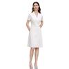 Women's Professional White Summer Dress - Short Sleeve & Waist-Slimming Design for Office Wear