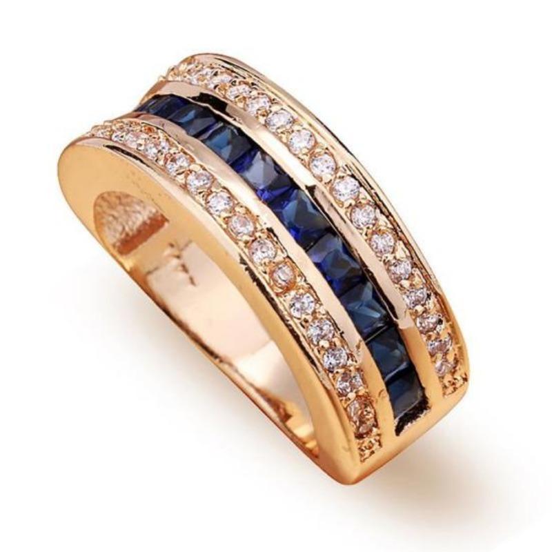 Unisex Shiny Blue Bridal Engagement Finger Jewelry Gift Wedding Ring