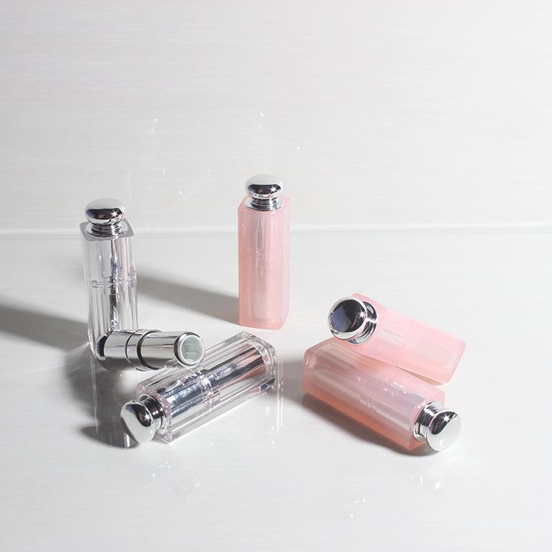 2.5g Mini Empty Lipstick Tube, Transparent Silver Powder Lip Balm Container, Cosmetic Packaging for DIY Lip Gloss