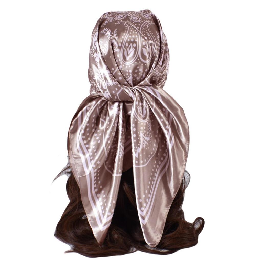 Damen-Satin-Quadrat-Seiden-ähnliche Haarschals, Wickel-Kopftuch zum Schlafen, 90 cm, quadratischer Seidenschal, Handblumen-Turban-Schal