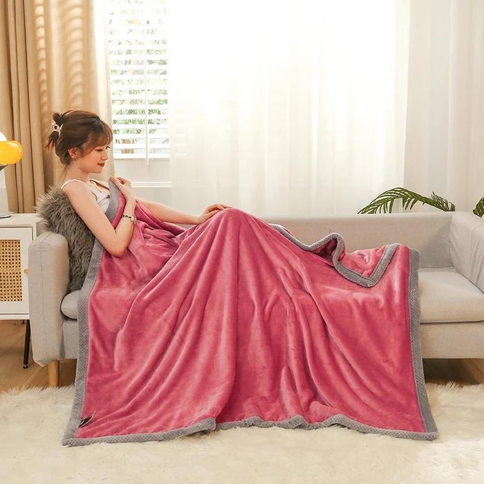 2025 New Winter Double-sided Thickened Warm Pineapple Grid Wide-sided Double-sided Milk Fleece Blanket Sofa Blanket