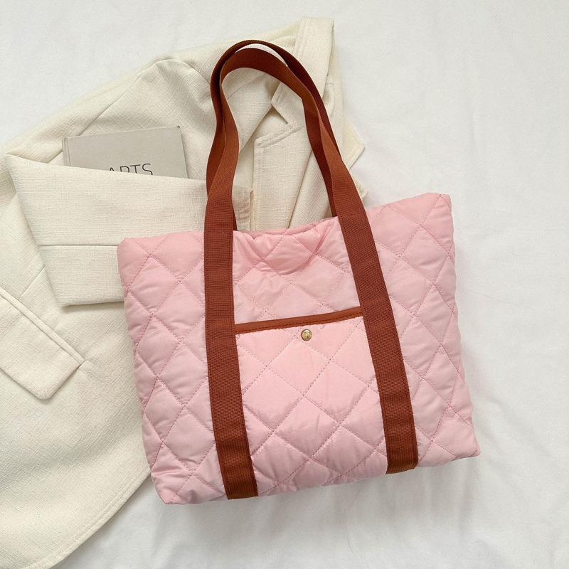 

хлопковая одежда большая сумка женская ромбовидная пуховая хлопковая легкая сумка-тоут новая большая вместительная сумка на плечо