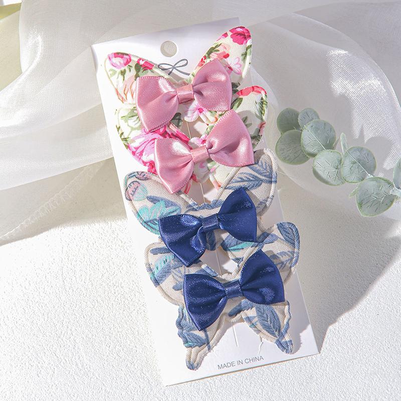 New 4PCS Flower Butterfly Hair Clips Girls Favorite Fashion Lovly Barrettes Clips Gift Baby Hair Accessories