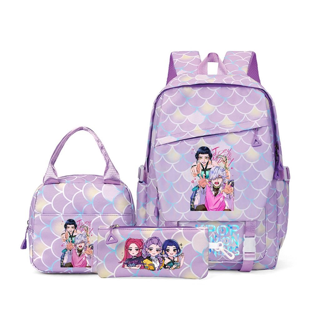 Witch Hunters Three-Piece Backpack Kpop Demon Unters Printed Backpack Lunch Bag