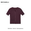 Northern Deer Summer V-Neck Lyocell Knit Short-Sleeve Top for Women