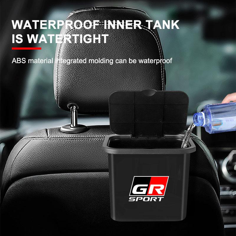 1Pcs Car Hanging Trash Bin Seat Back Storage Box Phone Holder Hook For Toyota GR Sport Gazoo Racing Yaris 86 Corolla Hilux Supra