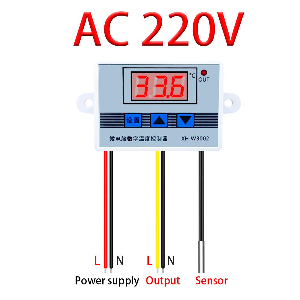 W3002 Digital Control Temperature Microcomputer Thermostat Switch Thermometer New Thermoregulator 12/24/220V