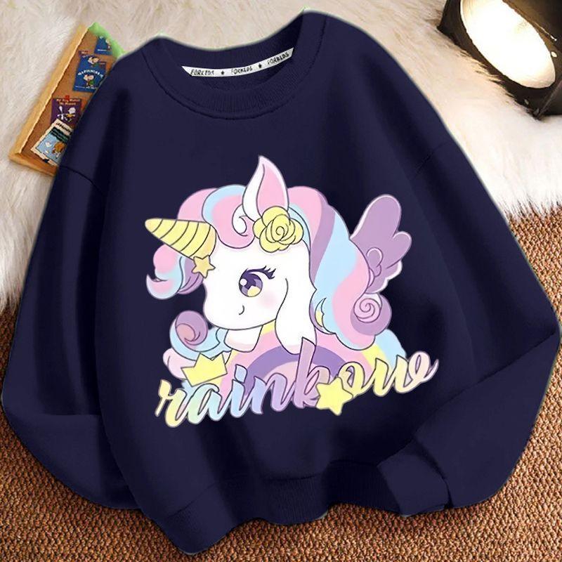 Children's Cartoon Unicorn Hoodie, Long-sleeved Loose Coat for Boys and Girls Spring and Autumn