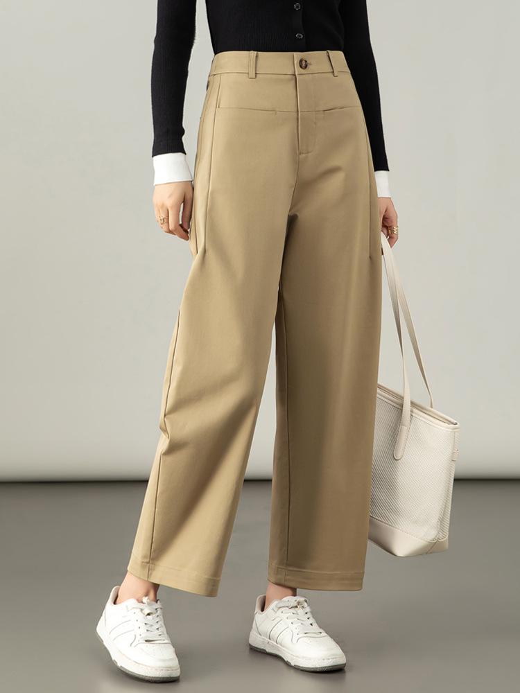 High-Waist Petite Tencel-Cotton Harem Pants for Women - 2025 Autumn Collection, Nine-Point Wide-Leg Casual Design