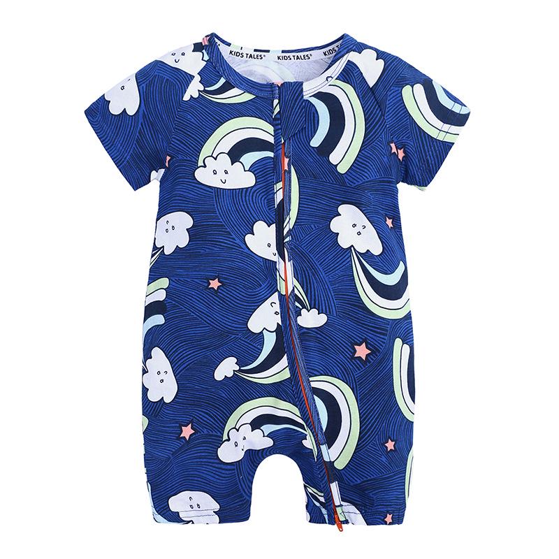 Kids Tales Lion Romper: Newborn Short Sleeve Double Zipper Jumpsuit