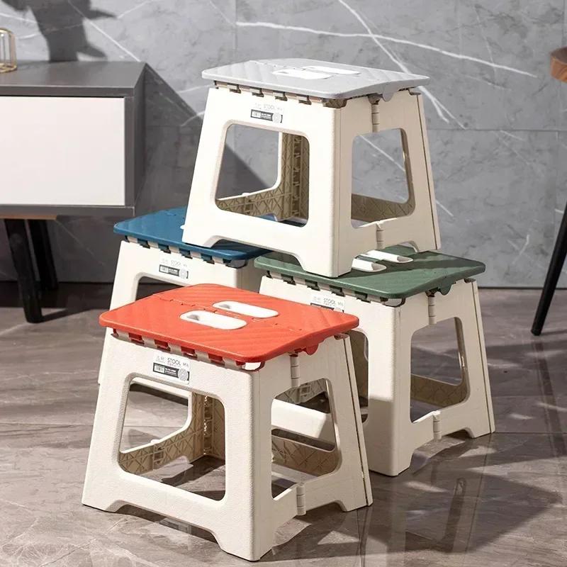 1pcs Lightweight Folding Step Stool Multi Purpose Handheld Thickened Footstool Non-Slip Plastic Small Benches Kitchen