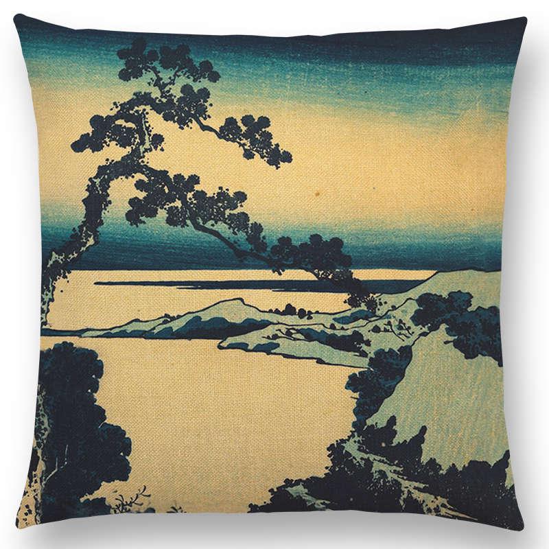 Mount Fuji Spring Pillow Cover Landscape Painting Cushion Cover Four Seasons Nature Scenery Fuji Mountains Sofa Pillow Case